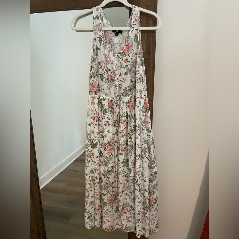 Frye floral midi sleeveless dress with pockets